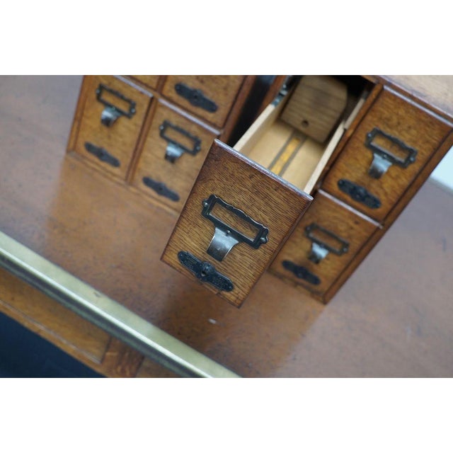 French Oak Apothecary Cabinet / Filing Cabinet, 1920s, Set of 2 For Sale - Image 6 of 17