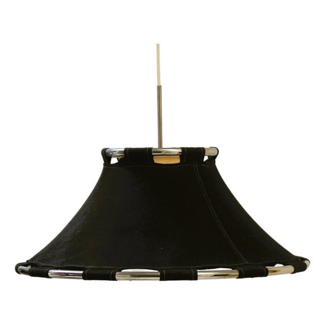 Black and Chrome Ceiling Lamp by Anna Ehrner for Ateljé Lyktan, 1970s For Sale