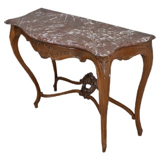 19th Century Louis XV Style Blonde Walnut Console Table For Sale