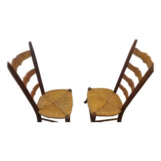 Pair of Antique Italian Ladder-Back Milking Chairs — 19th Century For Sale