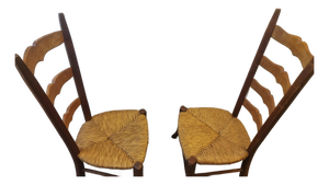 Pair of Antique Italian Ladder-Back Milking Chairs — 19th Century