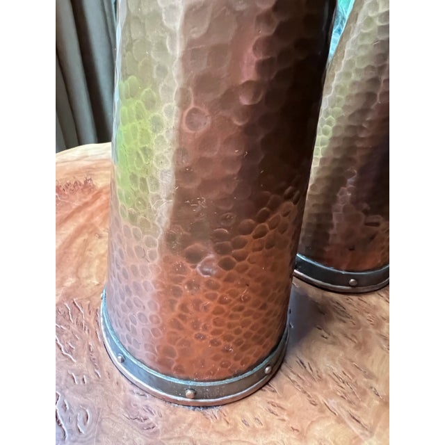 American Hand Hammered Copper Candlesticks - Set of 2 For Sale - Image 3 of 6