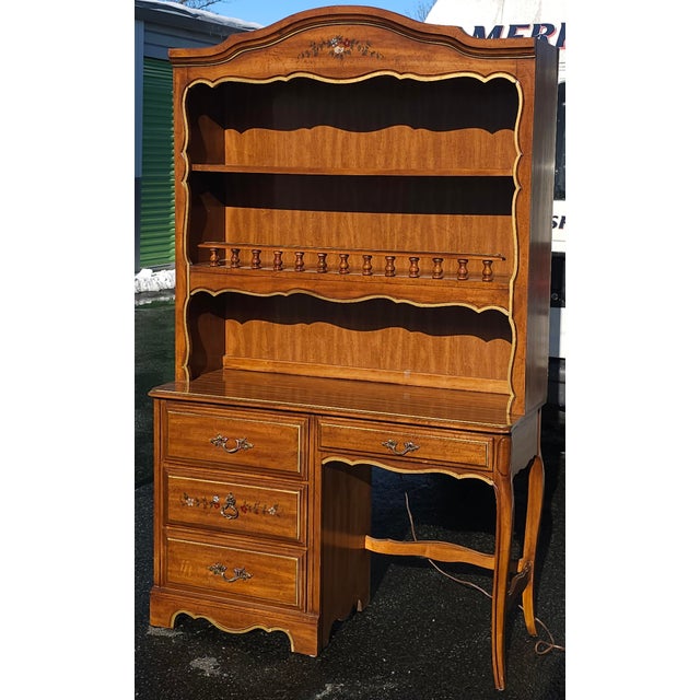 Modern Henry Link Furniture Ornate and Partial Gilt Lighted Hutched Desk For Sale - Image 3 of 12