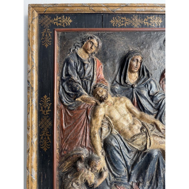 Wood Polychrome Papier-Mâché Depicting the Deposition of Christ with Wood, 1600s For Sale - Image 7 of 18