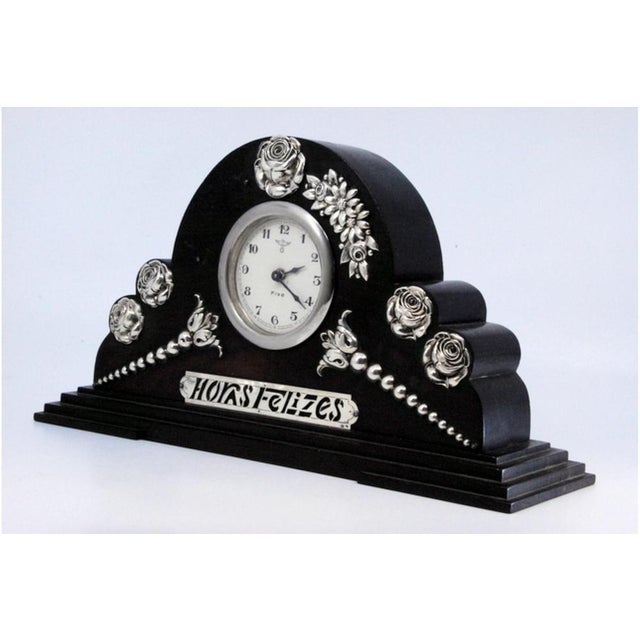 Table Regulator Clock with Silver Applications For Sale - Image 5 of 7