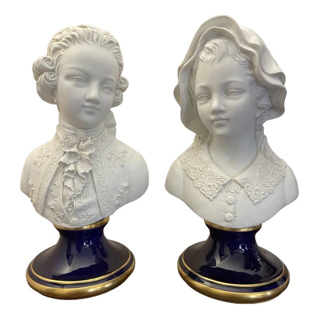 Porcelain Busts, Italy, 1980s, Set of 2 For Sale