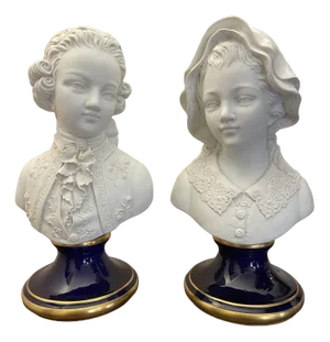 Porcelain Busts, Italy, 1980s, Set of 2