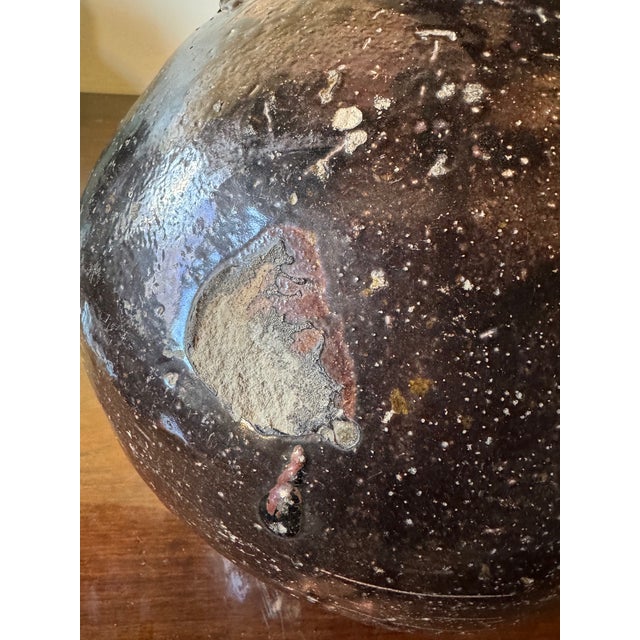 Brown Antique Chinese Brown Martaban 16" Ceramic Storage Jar For Sale - Image 8 of 10