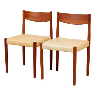 Mid 20th Century Danish Modern Teak Chairs With Seat For Sale