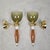 Pair of mid-century modern Murano glass wall sconces, Italy circa 1980s. The pair of Italian sconces is made of olive...