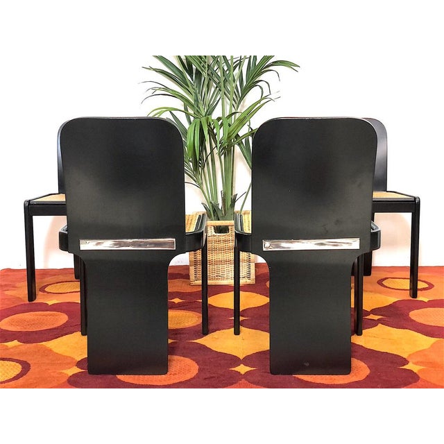 Black Vintage Italian Desk Chairs by Pierluigi Molinari by Pozzi, 1970s, Set of 4 For Sale - Image 8 of 18