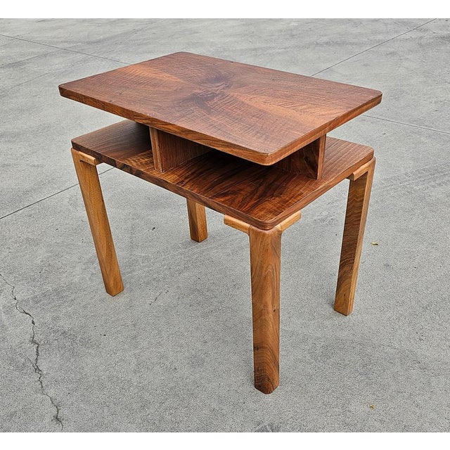 Art Deco Rectangular Two-Tier Walnut Side Table, Austria, 1930s For Sale - Image 6 of 13