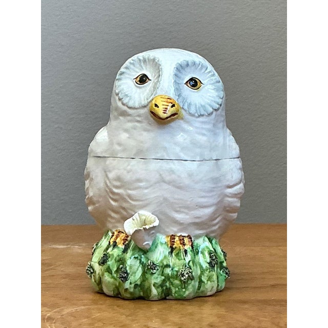 Italian Vintage Italian Owl Ceramic Lidded Trinket Box For Sale - Image 3 of 12