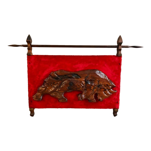 1970s Witco Wood Bull Wall Hanging For Sale