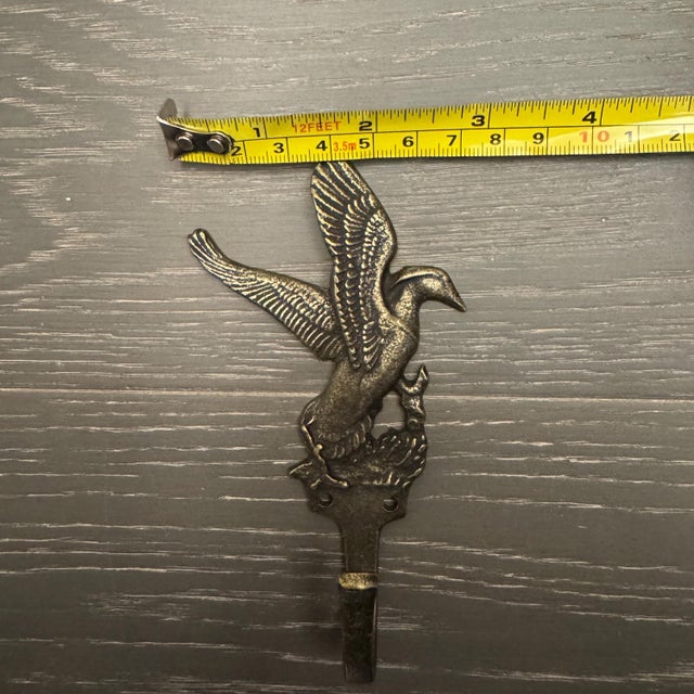 Gold Antique Brass Wildlife Sporting Wall Hooks, Cabin Mudroom Architectural Hardware - Set of 5 For Sale - Image 8 of 16