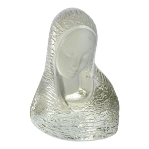 Viking Glass Mary Madonna Sculpture Textured Clear Frosted Glass
