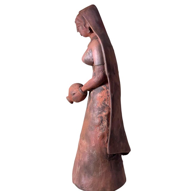 Late 19th Century Antique Terracotta Indian Couple Figures -Two Piece Set For Sale - Image 5 of 14