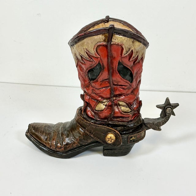 This is a delightful Cowboy Boot Planters Vase or decorative object. It would look great on a bookshelf or table top with...