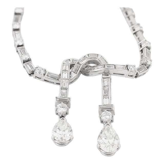1950s Mid Century 13.10 Carat Total Weight Diamond Platinum Cocktail Necklace For Sale