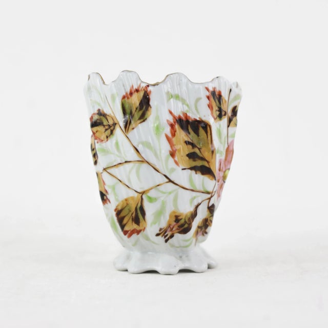 Traditional Vintage Floral Porcelain Shaving Mug With Hand-Painted Flowers – Antique Bathroom Décor For Sale - Image 3 of 10