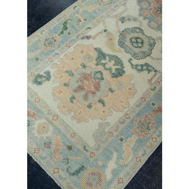 Blue Turkish Oushak Rug 2'9"x 6'10" #19022 For Sale - Image 8 of 8