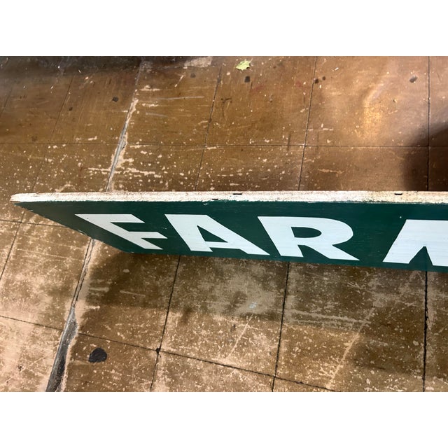 Wood Vintage Large Wooden Green & White Farm Produce Sign For Sale - Image 7 of 12