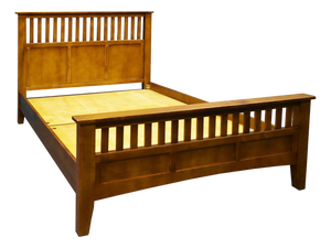 Mission Style Quarter Sawn Oak Bed With Slats - Michael's Cherry