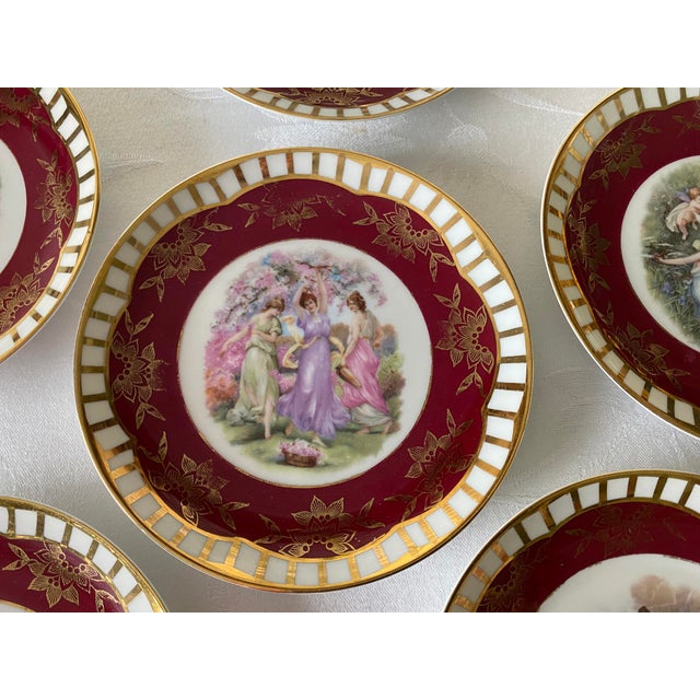 Set 6/Dessert PLATES: Bavarian Porcelain, Mythological Scenes of Goddesses with Cherubs/Putti, Germany/Cico, 6.5" Wide,...