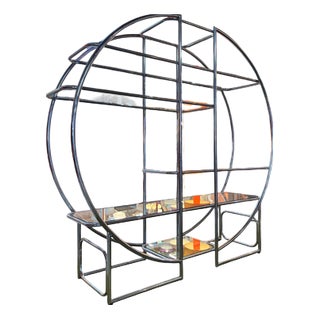 Round Room Divider in Chrome and Glass For Sale