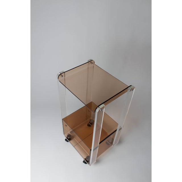 Mid-Century Modern Vintage Acrylic Glass Trolley, 1970s For Sale - Image 3 of 9