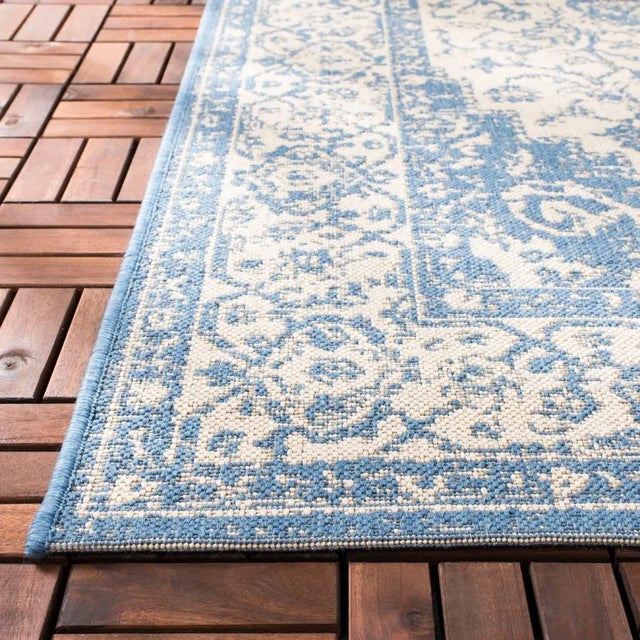 Contemporary Marina Indoor Outdoor Rug Cream & Blue 4'x6' For Sale - Image 3 of 5