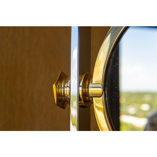 Karl Springer Tabletop Vanity Mirror in Nickel and Brass Circa 1980s For Sale In Miami - Image 6 of 12