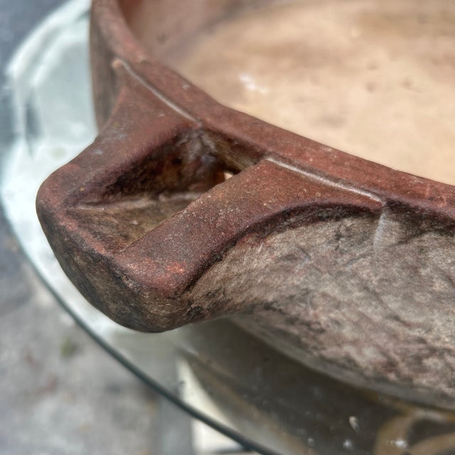 Bring authentic rustic texture into your space with this late 19th-century Indian stone Kundi bowl. Hand-carved from a...