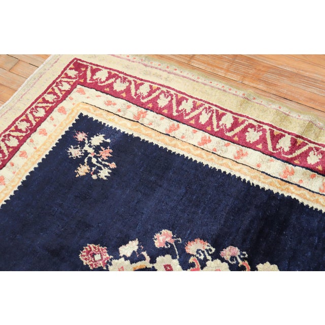 Black Antique Zabihi Collection Turkish Ghiordes Floral Rug - 4'4" x 5'10" For Sale - Image 8 of 8