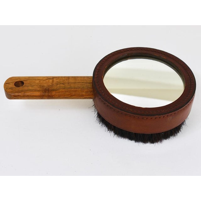 Austrian Hand Mirror in Walnut and Leather by Carl Auböck, 1950s For Sale - Image 16 of 18