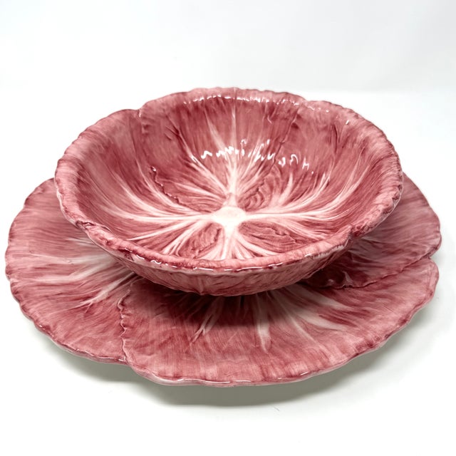 Radicchio Hand-Painted Ceramic Soup Bowls, Set of 4 — The Mane Lion, Made in Italy For Sale - Image 4 of 4