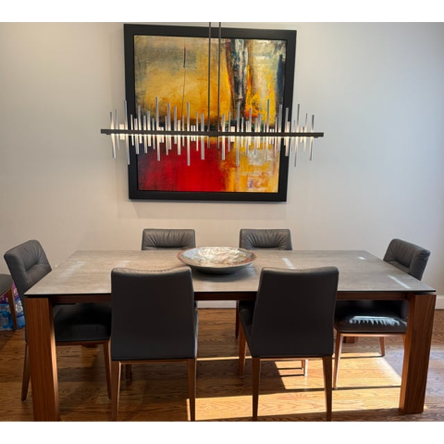 Contemporary Calligaris Ceramic Extendable Dining Room Set (Omnia XL Table + 8 Tosca Leather Chairs) For Sale - Image 3 of 8