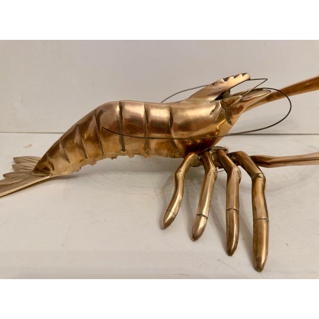Giant Brass Crawfish or Lobster Sculpture, Hollywood Regency Style For Sale - Image 9 of 12