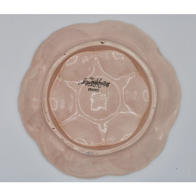 Art Deco 1940s French Art Deco Blue Green and Peach Ceramic Oyster Plate For Sale - Image 3 of 10