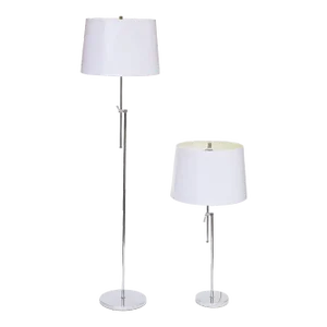 Chrome Floor Lamp and Table Lamp Set