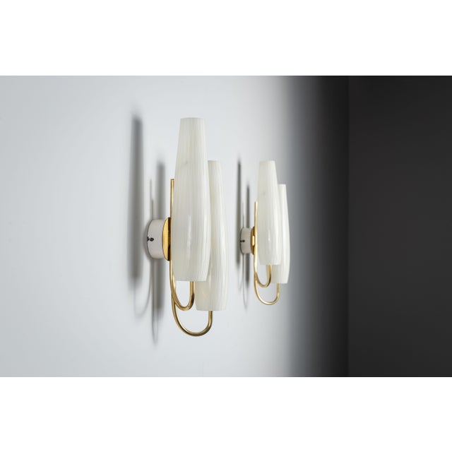 Metal Double Shades Sconces with Brass Details, 1960s, Set of 2 For Sale - Image 7 of 16