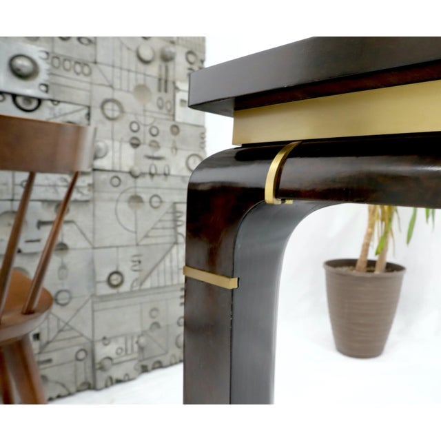 Mid-Century Modern Dark Burl Wood Glass Top Inserts Two Extension boards Leaves Dining Table For Sale - Image 3 of 13