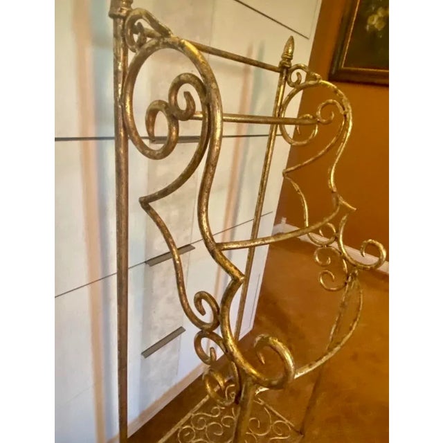 1930s 1930s Hollywood Regency Gold Iron Towel Rack For Sale - Image 5 of 10