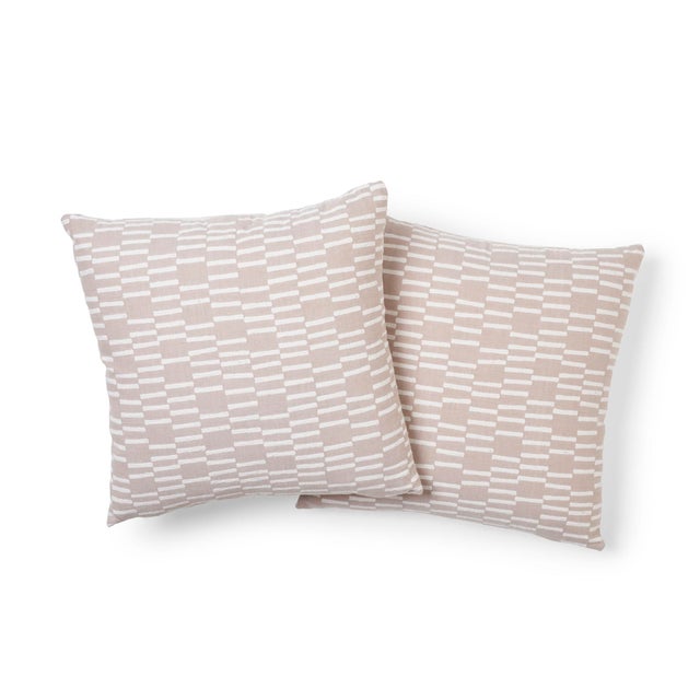 Contemporary Schumacher X Caroline Z Hurley Cedar Tree Neck Pillow in Clay For Sale - Image 3 of 9