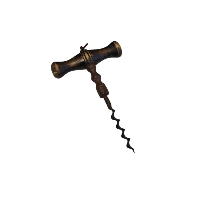 Rare Victorian English Henshaw corkscrew in excellent condition. Hardwood handle, believed to be oak or mahogany, steel...