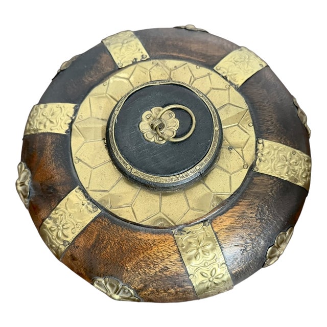 Mid-Century Decorative Wooden Box with Brass Mounts For Sale