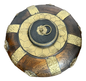 Mid-Century Decorative Wooden Box with Brass Mounts