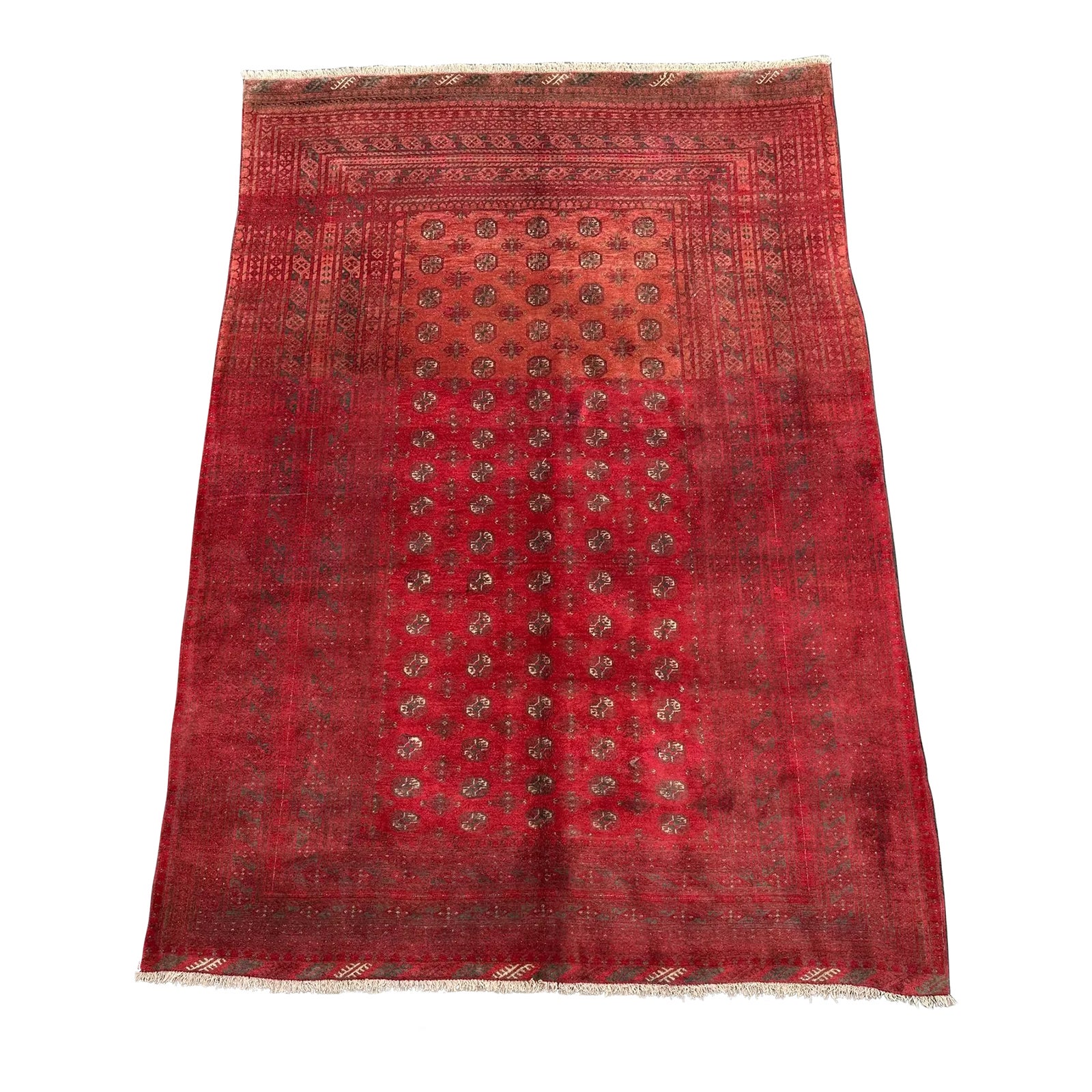 Vintage Afghan Turkomen Mowri Design Tribal Rug | Chairish