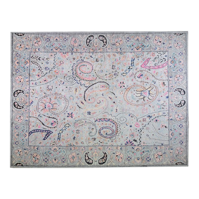 Oushak Angora Hand Knotted Wool Rug, 10'3"x13'5" For Sale