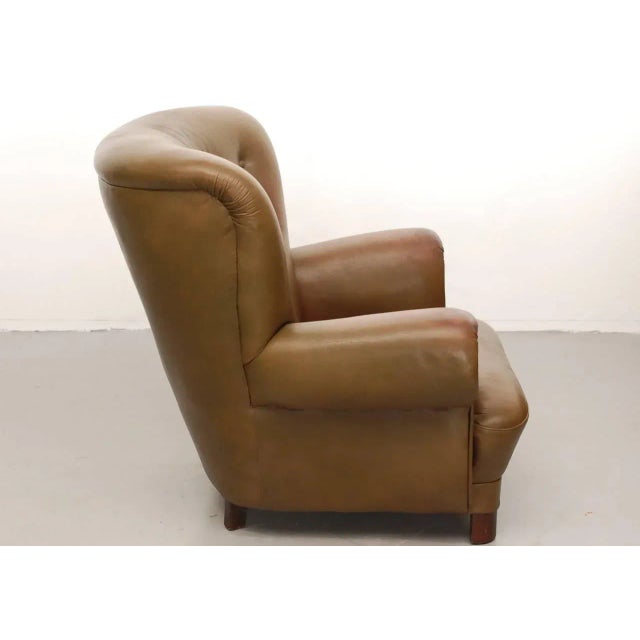 Vintage Danish Club Chair in Leather For Sale - Image 6 of 11